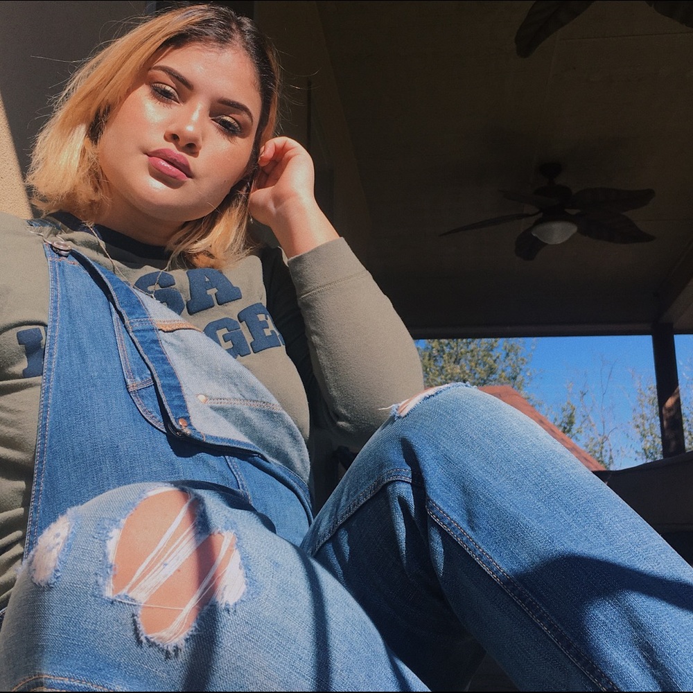 Denim Distressed Boyfriend Overalls